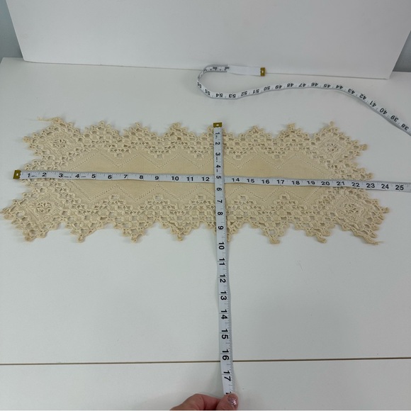 Vintage Cream Color Chic Lace Table Runner with Hardanger Embroidery - Picture 11 of 11